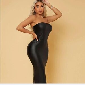 faux leather maxi dress